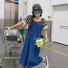 港风复古牛仔背带连衣裙女春夏新款收腰显瘦时尚洋气休闲吊带长裙