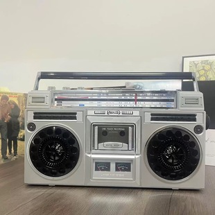 Classic Retro Cassette Bluetooth Radio Dual Stereo Speakers USB Audio Input Recording Transcription Player