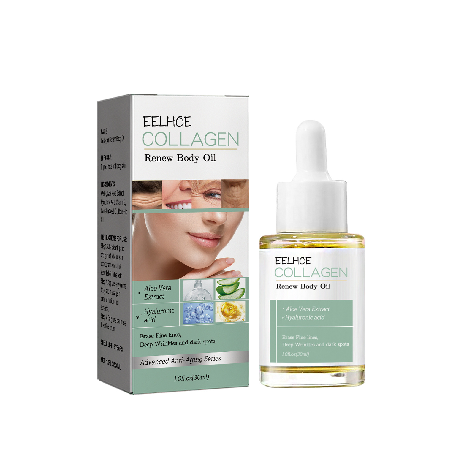 för kollagenuppstramande och antirynkor för hud, arm, mage, lårbantningsolja_voghion.com