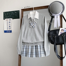 日系原创jk制服长袖套头加厚毛衣男女学生针织衫V领毛衣学院风秋