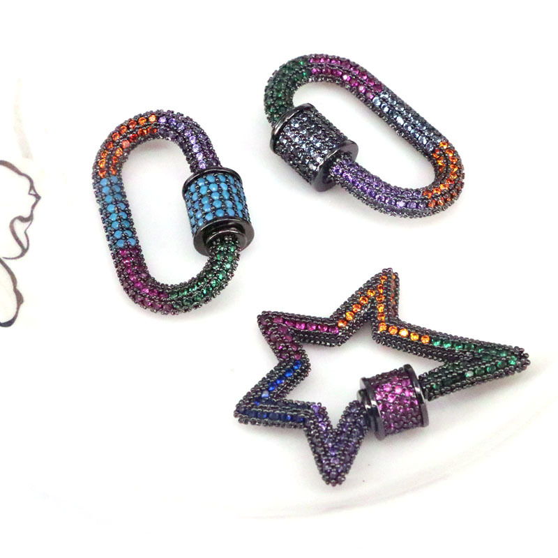 New Jewelry Accessories Micro Inlay Zircon Star Oval Keychain Turnbucklepicture2