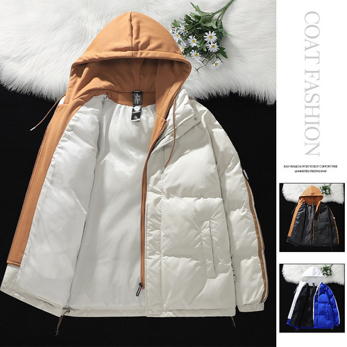 Men's winter cotton jacket, faux double-breasted cotton robe, street-style fashion, niche trendy brand, thick warm cotton coat