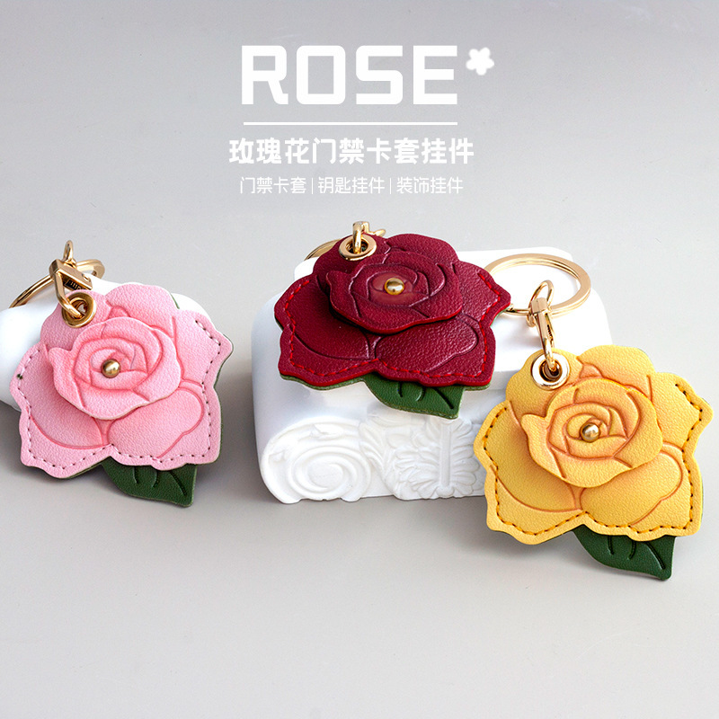 Amazon's Best-Selling High-Looking Rose Access Card Holder Keychain Chinese Valentine's Day Gift Pendant Teacher's Day