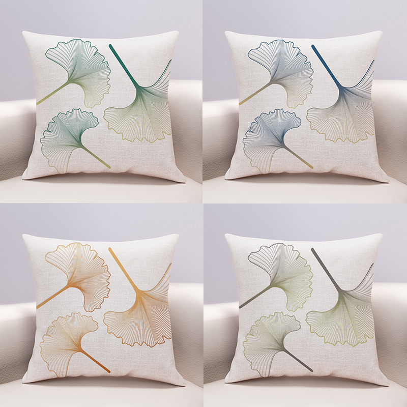 新中式抱枕靠垫中国风高档沙发客厅书房大靠背银杏叶复古枕套含芯
