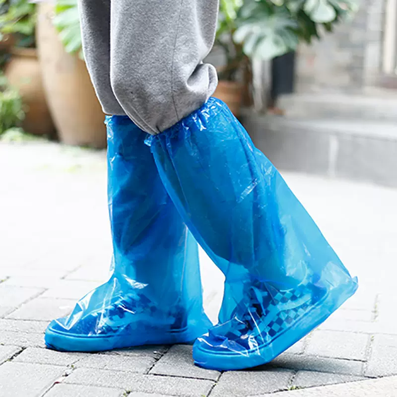 定制一次性雨鞋套防水鞋套厚靴套PE塑料高筒漂流耐用防护户外加厚