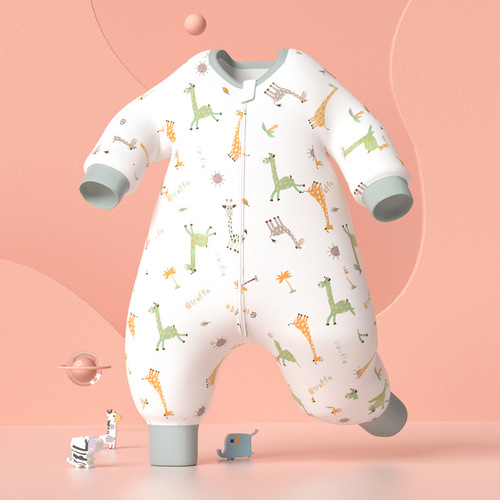  Newborn Baby Leg-Up Sleeping Bag Spring and Summer Pure Cotton Gauze Children's Sleeping Bag Front Four Back Two Cartoon Anti-Kick Blanket