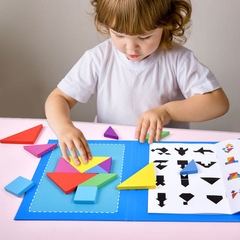 Children's magnetic book clip tangram early education intellectual development wooden teaching aids math geometric shape puzzle puzzle board