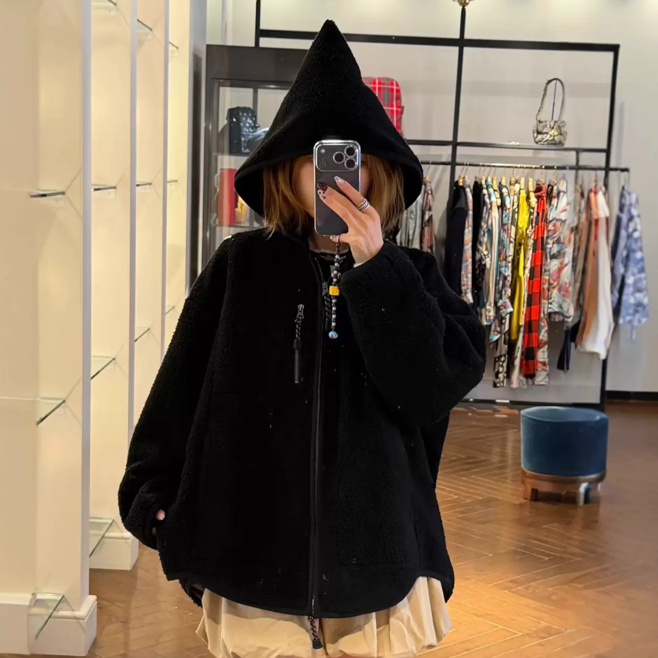 日本*太后25新款土星刺绣摇粒绒卫衣秋冬加厚抓绒保暖外套连帽女