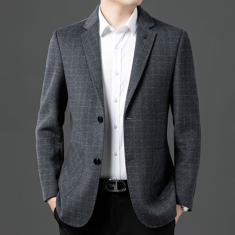 High-End Business Casual Wool Suit Men's 2025 Autumn and Winter New Slim Suit Woolen Jacket