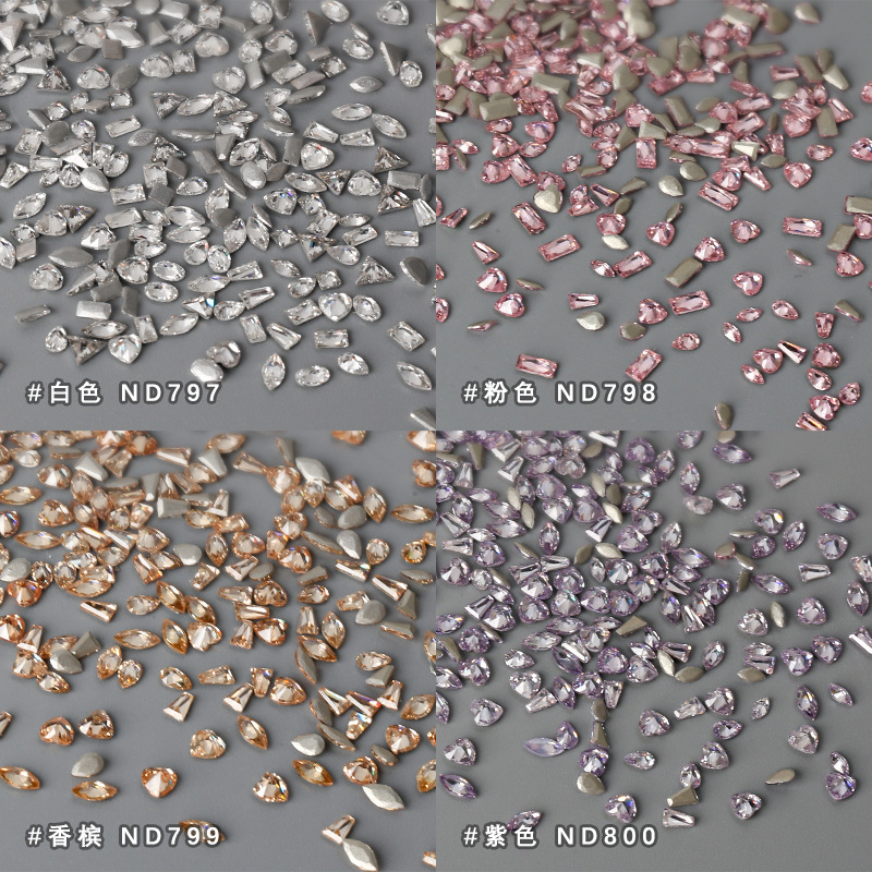 50 piezas de joyería de uñas Mini tamaño pequeño 5A circón diamante blanco diamante amor rectangular plana diamante accesorios de uñas