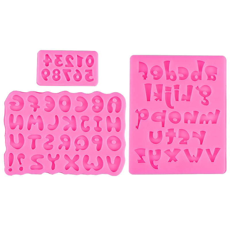 Números tamaño inglés letras fondant silicona molde DIY decoración de la torta galleta chocolate en stock lot