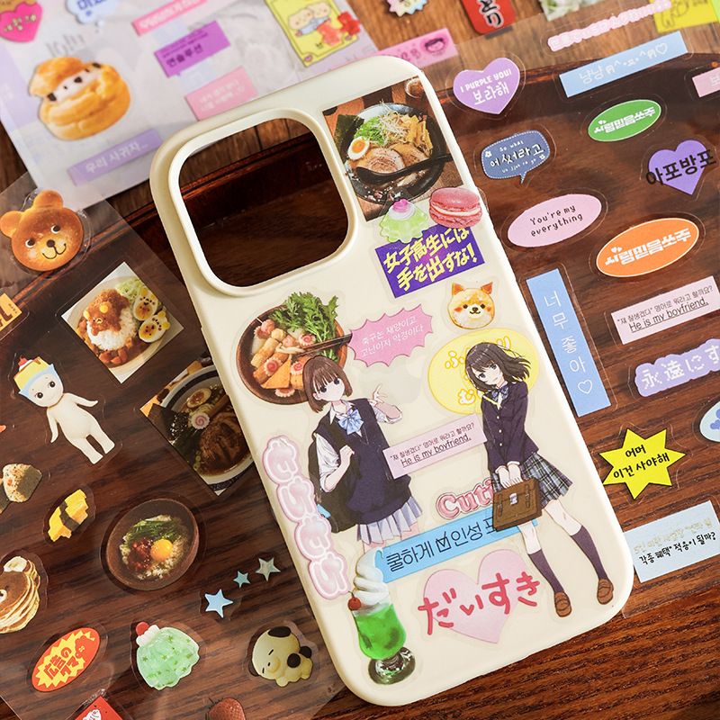 Little Story Japanese Cartoon Pet Impermeable Diy Hand Cuento Decoración Diario Material Decoración Dibujos animados Taza de agua Pegatina