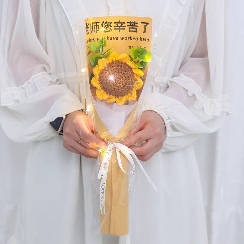 跨境手工毛线花仿真花艺装饰向日葵花朵妇女情人教师节伴手礼|undefined