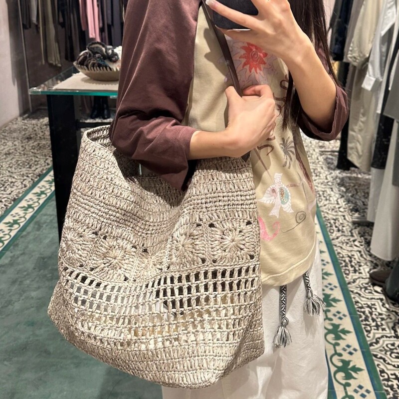 Large Capacity All-match Simple Hollow-out Fashion Handmade Woven Bag High-end Sense Casual All-match Underarm Shoulder Tote Bag