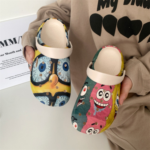 Summer slippers for women, home wear, thick-soled, non-slip, poop-feeling, hole-in-the-wall shoes, internet celebrity ins couples, beach slippers for men