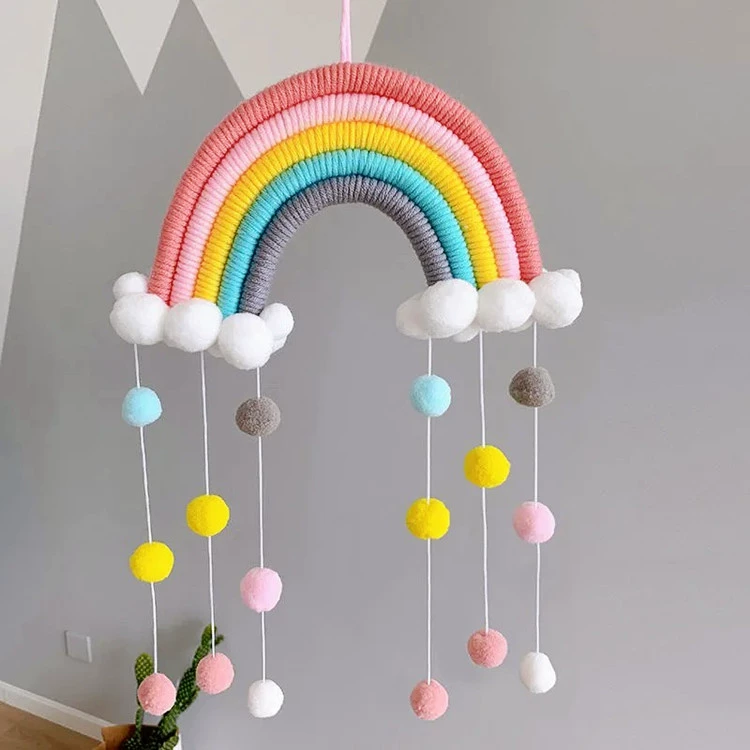 Ins украшения в скандинавском стиле подвесные украшения для детской комнаты кулон тканые облака шар для волос радужные подвесные украшения настенные украшения подвесные украшения