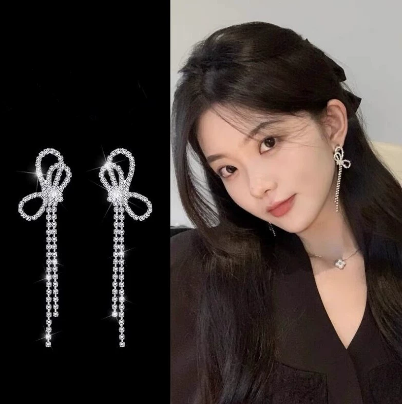 Super Flash Продвинутые серьги-банты ~ ins Южная Корея 2021 Новые модные серьги Длинные серьги с кисточками Женские серьги