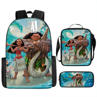 Amazon New Ocean Wonder Printed Backpack Large Capacity Sports Backpack Schoolbag for Primary and Secondary School Students Three-Piece Set