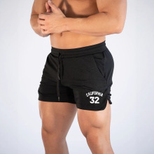 男士数字图案印花运动短裤带抽绳休闲速干透气户外健身跑步短裤