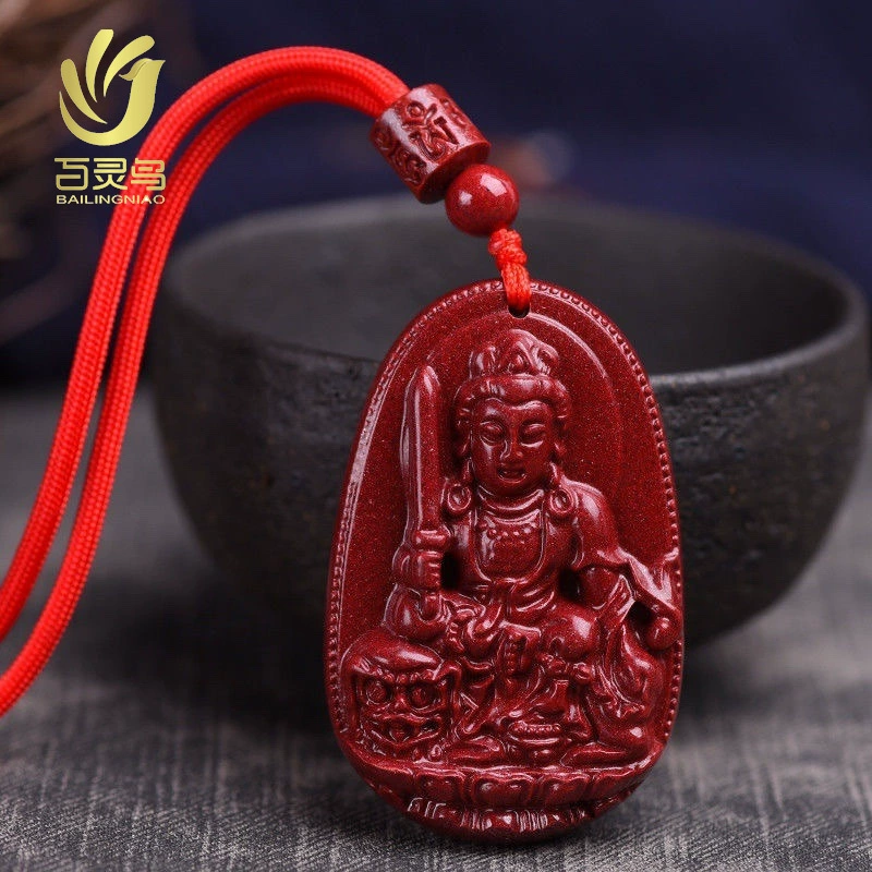 Natural ore, pendant for men and women, necklace, cinnabar, Chinese horoscope