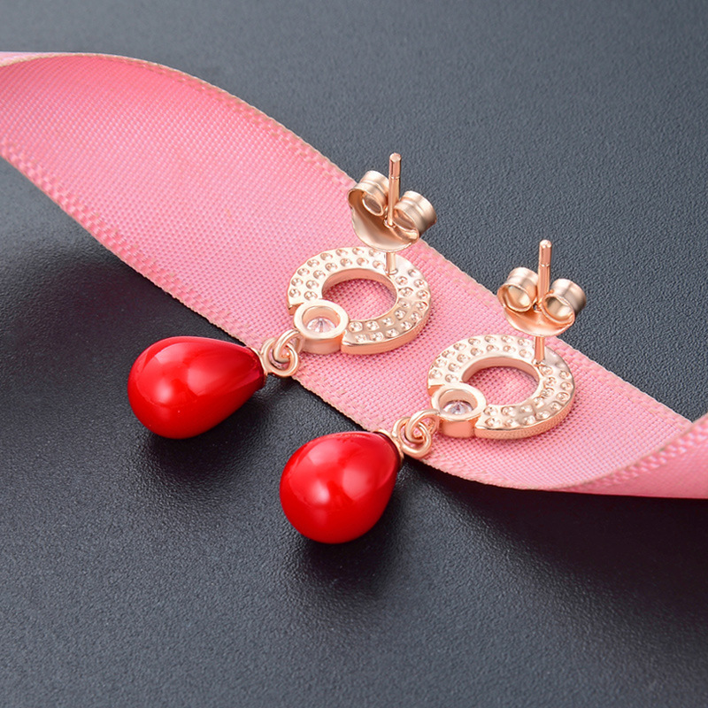 Japón y Corea del Sur dulce red red red tide pendientes S925 diamantes de plata oro rosa números romanos pendientes pendientes de perlas mujeres