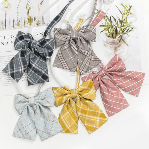 Japanese uniform JK bow tie for women, college style student uniform shirt, bow tie, flower accessories, plaid tie for men