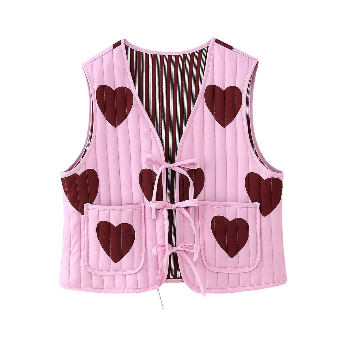 Gilet en coton à bretelles Love pour femme, nouvelle mode de rue automne/hiver 2024_voghion.com