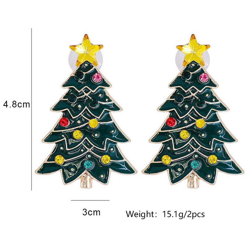 1 Paar Süß Weihnachtsbaum Legierung Tropfenohrringe display picture 2
