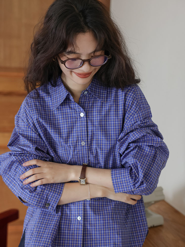 A41 블루 체크 셔츠(싱글 셔츠)