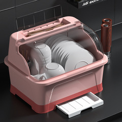 Household tableware storage box for dishes and drain bowls, countertop storage bowl rack with lid, kitchen dishware storage box