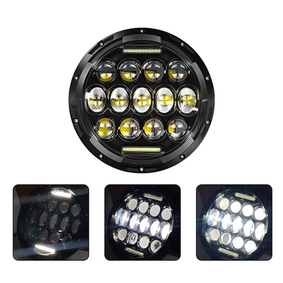 Harley Wrangler headlight 13 beads 75W with lens for motorcycle off-road vehicle, H4 high and low beam integrated headlamp (Motorcycle headlights, headlights) - 7inch-round-4-beads-7-inches-13-beads