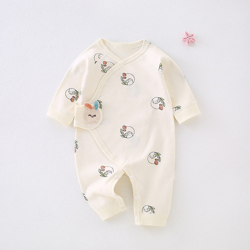 Baby clothes, monk clothes, spring and autumn pajamas, newborn baby clothes, pure cotton butterfly clothes, newborn baby boneless onesies