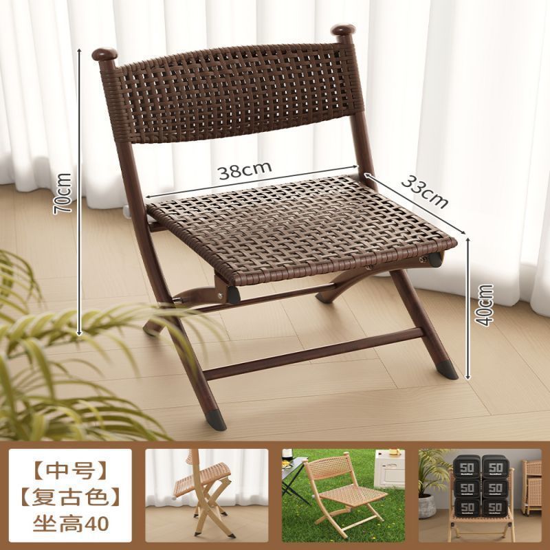 레트로 우드 미디엄 사이즈 + 더블 레이어 고급 등나무 + 손으로 짠