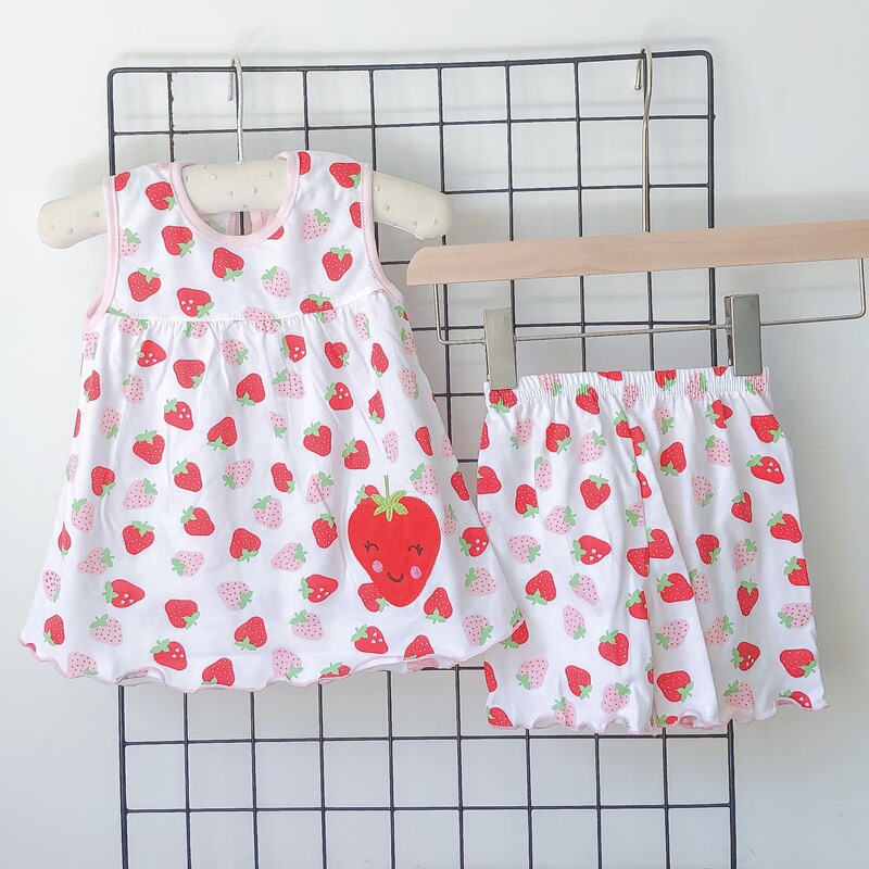 Summer girls' dress shorts suit children's skirt + shorts two-piece set 1-3 years old cotton children's skirt