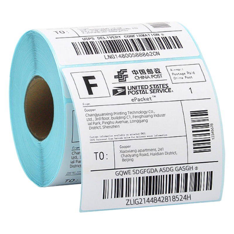Etiqueta térmica de tres pruebas, código de barras autoadhesivo de papel 4032506078100*150, etiqueta de tres a cinco pruebas Amazon fba
