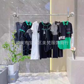 大码女装典典秀黑马蓝漠希摩25夏时尚潮流T恤连衣裙裤子货源批发