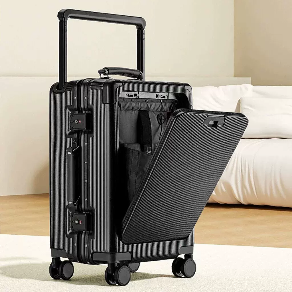 宽拉杆行李箱24寸抗摔前开盖拉杆箱20寸登机箱旅行箱皮箱密码箱包