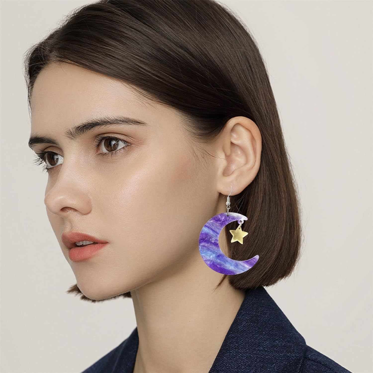 Elegant, Streetwear Style 1 Pair Elegant Streetwear Moon Cat Bat Arylic Drop Earrings