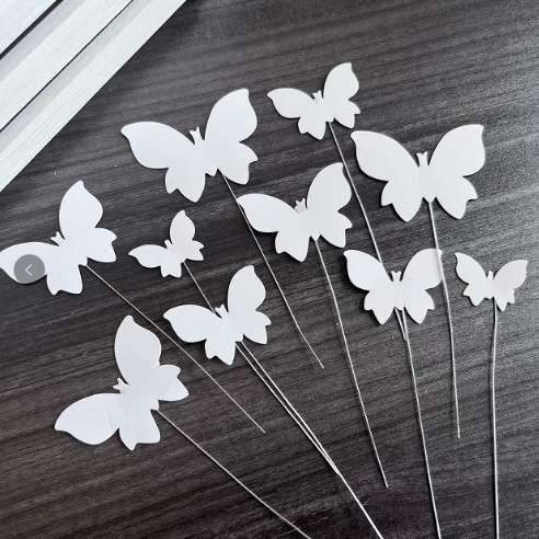白色蝴蝶蛋糕装饰品 10个小蝴蝶 节日用品 配件 女神节蝴蝶装饰