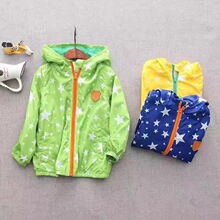 外贸原单春秋夏新款儿童中小童单层隔离网里连帽拉链薄防晒衣外套