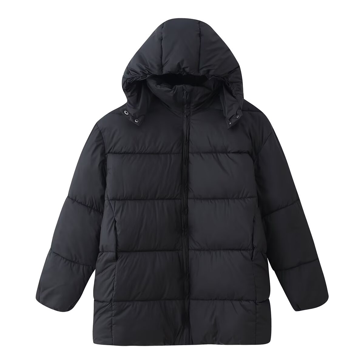 Simple Versatile Loose-fitting Padded Coat With A Hood Simple Versatile Loose-fitting Padded Coat With A Hood