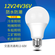 12V24V36V伏led低壓燈泡E27防水AC交直流電瓶冷庫機床工作節能燈