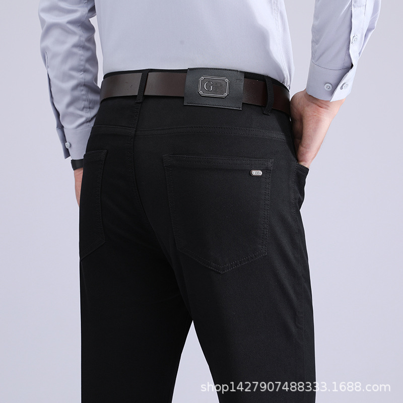 牛仔裤男加长版纯黑色