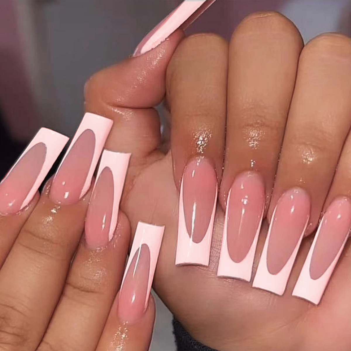 Fuente de fábrica directa de uñas al por mayor tubería de agua transfronteriza francesa, una caja de uñas largas 360 piezas de color sólido simple