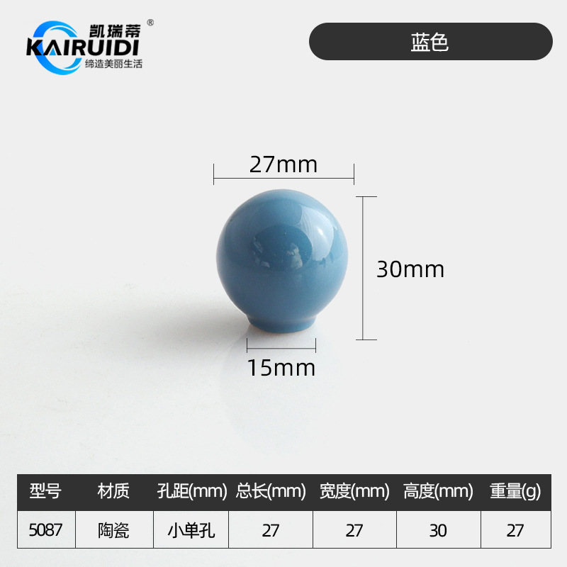 Ручка мебельная Kairuiti 5087 синяя маленькая