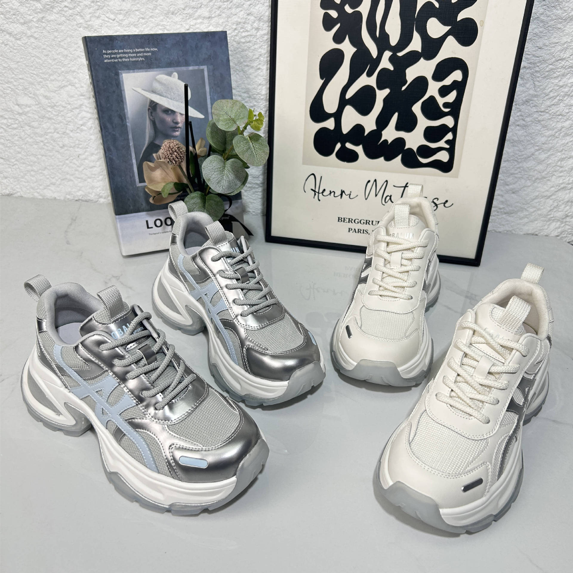 厚底透气网面老爹鞋女2025年新款百搭显高休闲软底防滑运动潮鞋