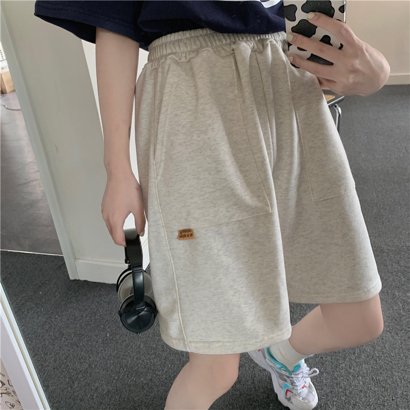 American Sports Casual Shorts Women's 2024 Summer Loose Korean Style High Waist Slimming Wide Leg Straight Trendy Medium Pants