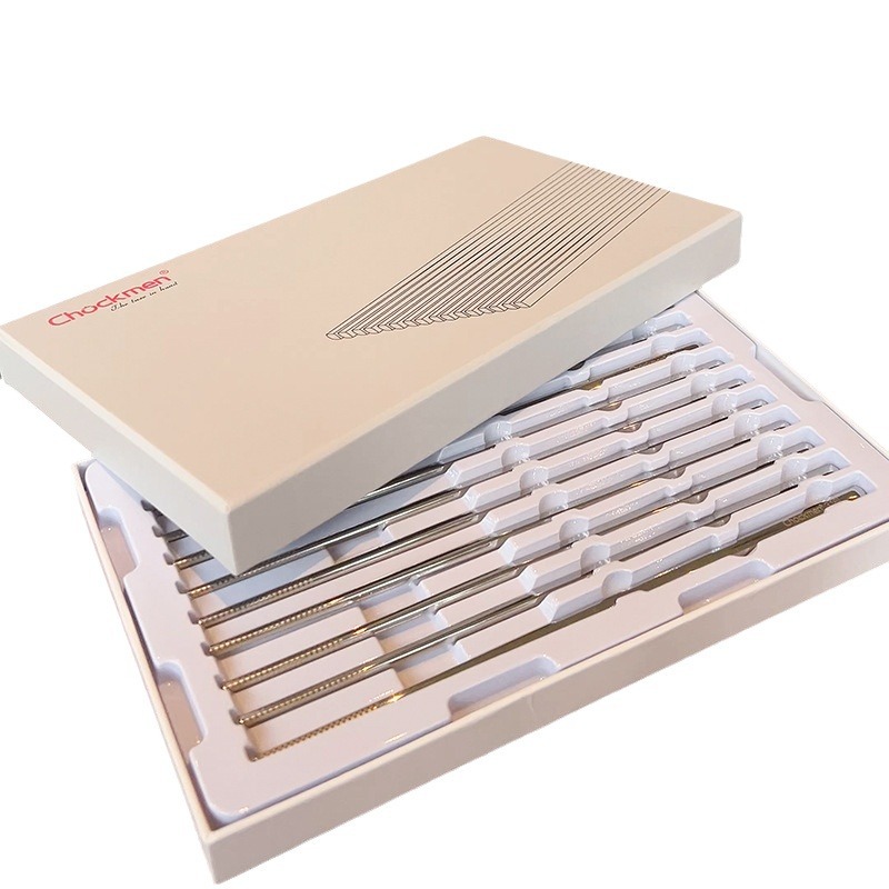 Chockmen Zhuo Deming Jingying serie 316L de acero inoxidable antideslizante palillos del hogar caja de regalo 10 pares