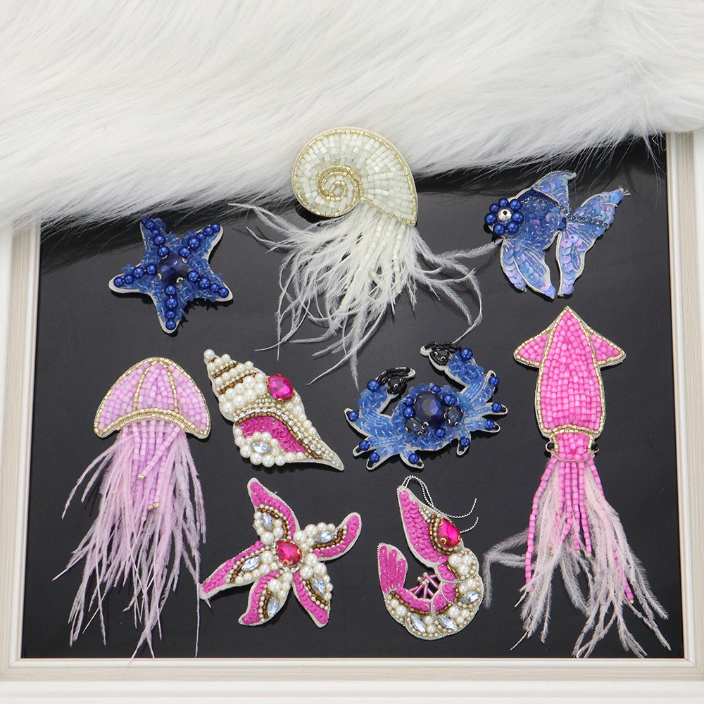 法式印度丝手工钉珠海洋布贴补丁洞服装辅料衣服鞋包装饰