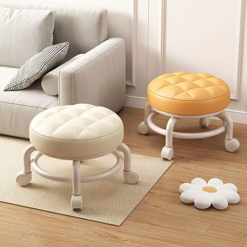Small stool with wheels low stool pulley stool round bench with baby children toddler shoes home mobile backrest chair